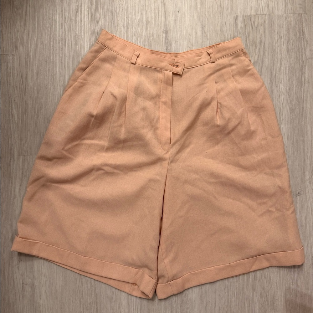 Bianca Nygard Peach Bermuda Shorts Relaxed Fit Tailored Pleats